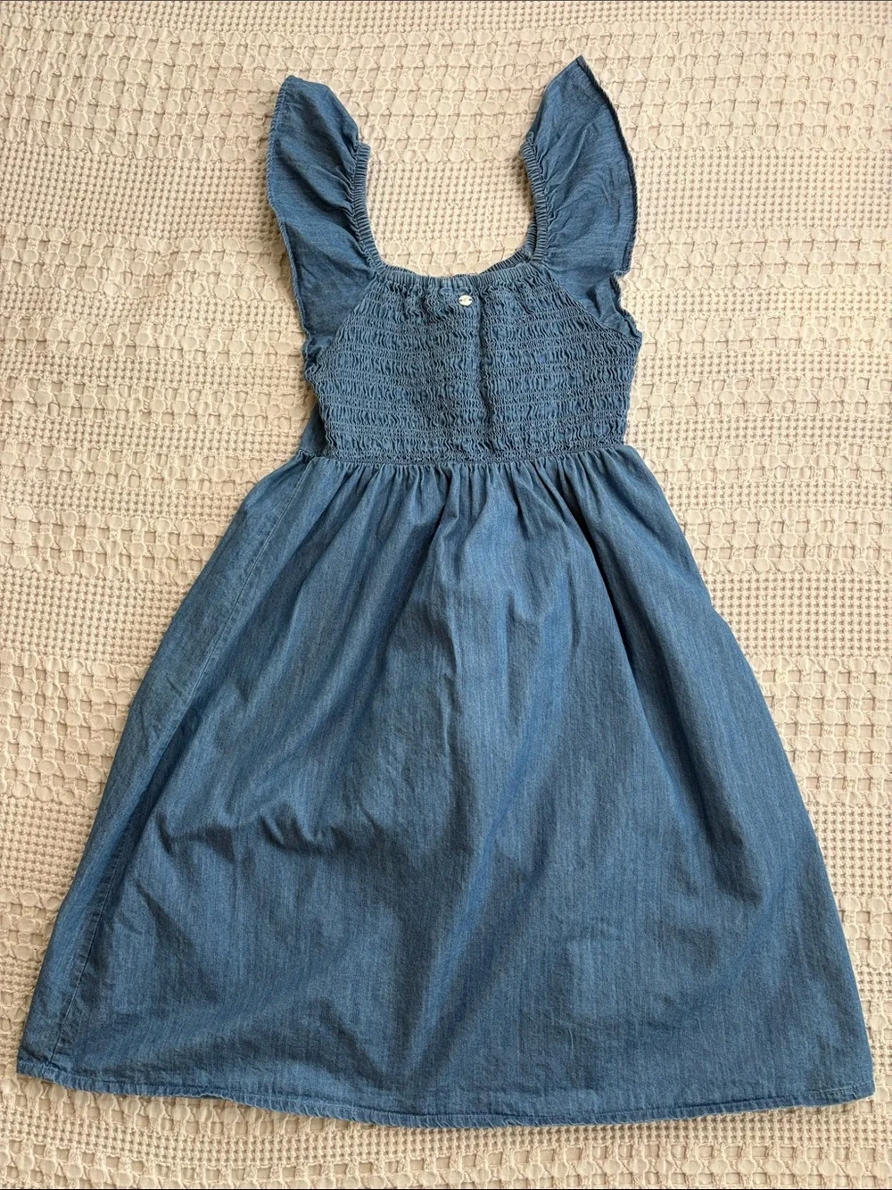Roxy Girls Blue Denim Sundress Smocked Back 100% cotton